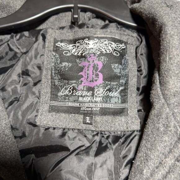 Brave Soul Mens Black Label Wool Blend Jacket Large Gray - Picture 4 of 6
